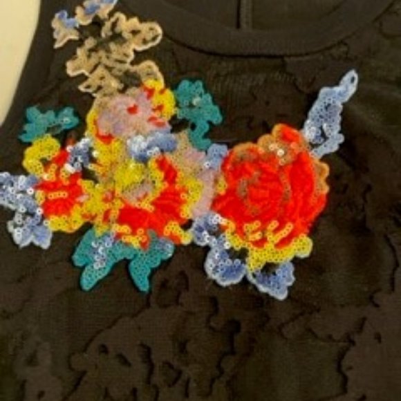 Sportmax Code Midi Lace Short Sleeve Black Small Lace Dress - Picture 2 of 9